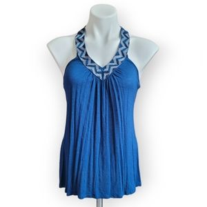 HIP Happening in the Present Medium Blue Boho Tank Top